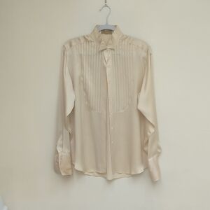 Pretty Vintage Silk Tuxedo Lina Lee Blouse